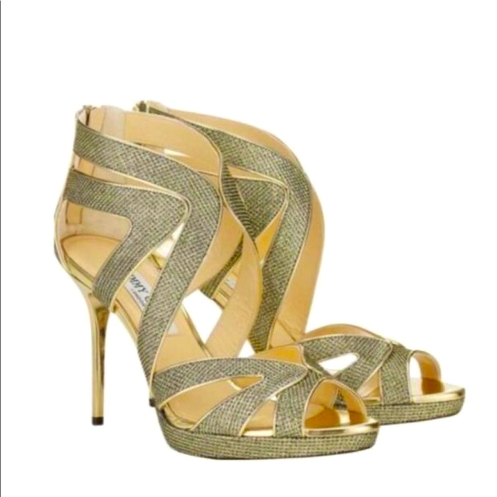 Jimmy cho gold lame sandal platform 39.5